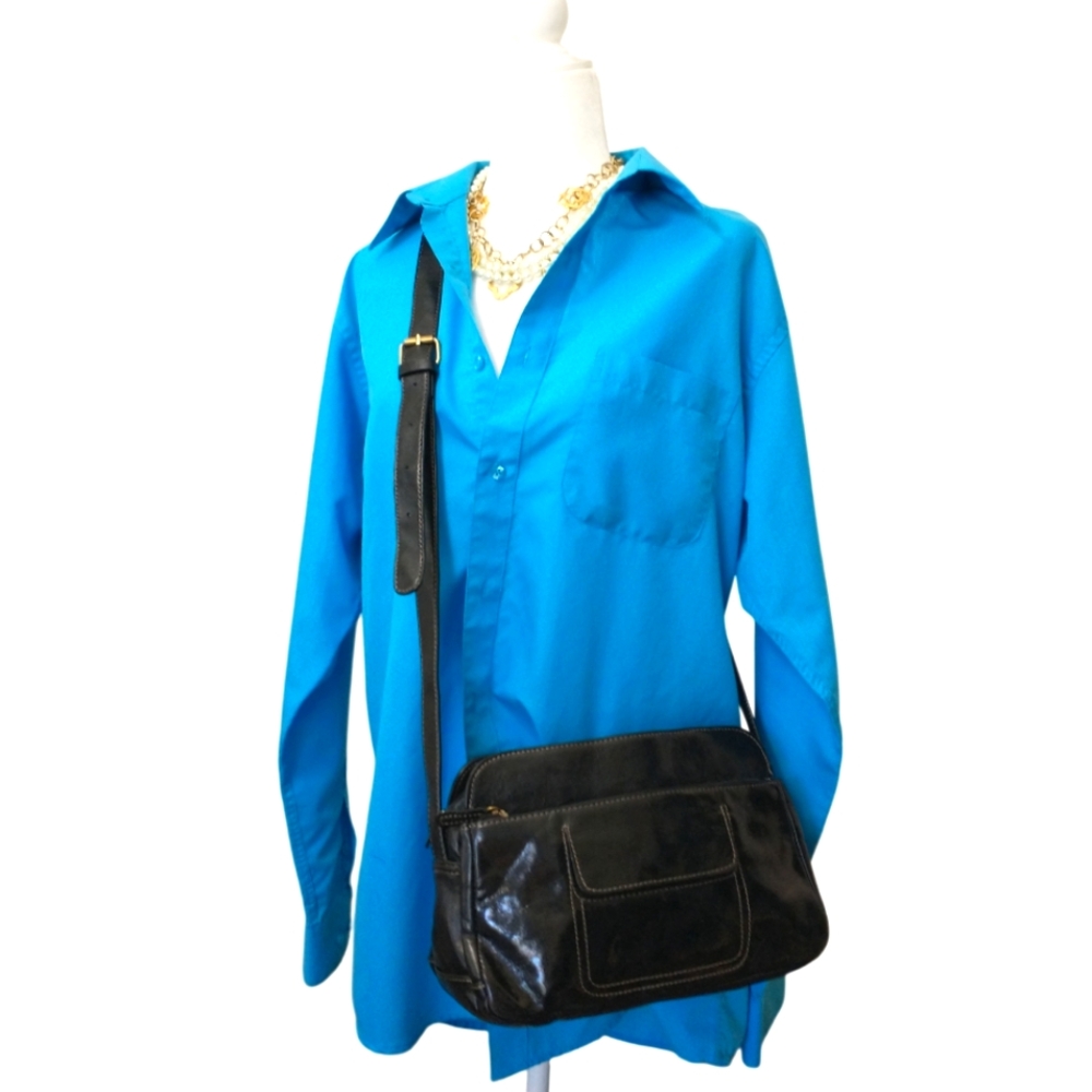 Aurielle Sleek Black Leather Crossbody Bag